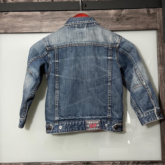 GAP Kids Classic Y2K Blue Jean Jacket Distressed Size XS 4-5 100% Cotton Western - Picture 3 of 14